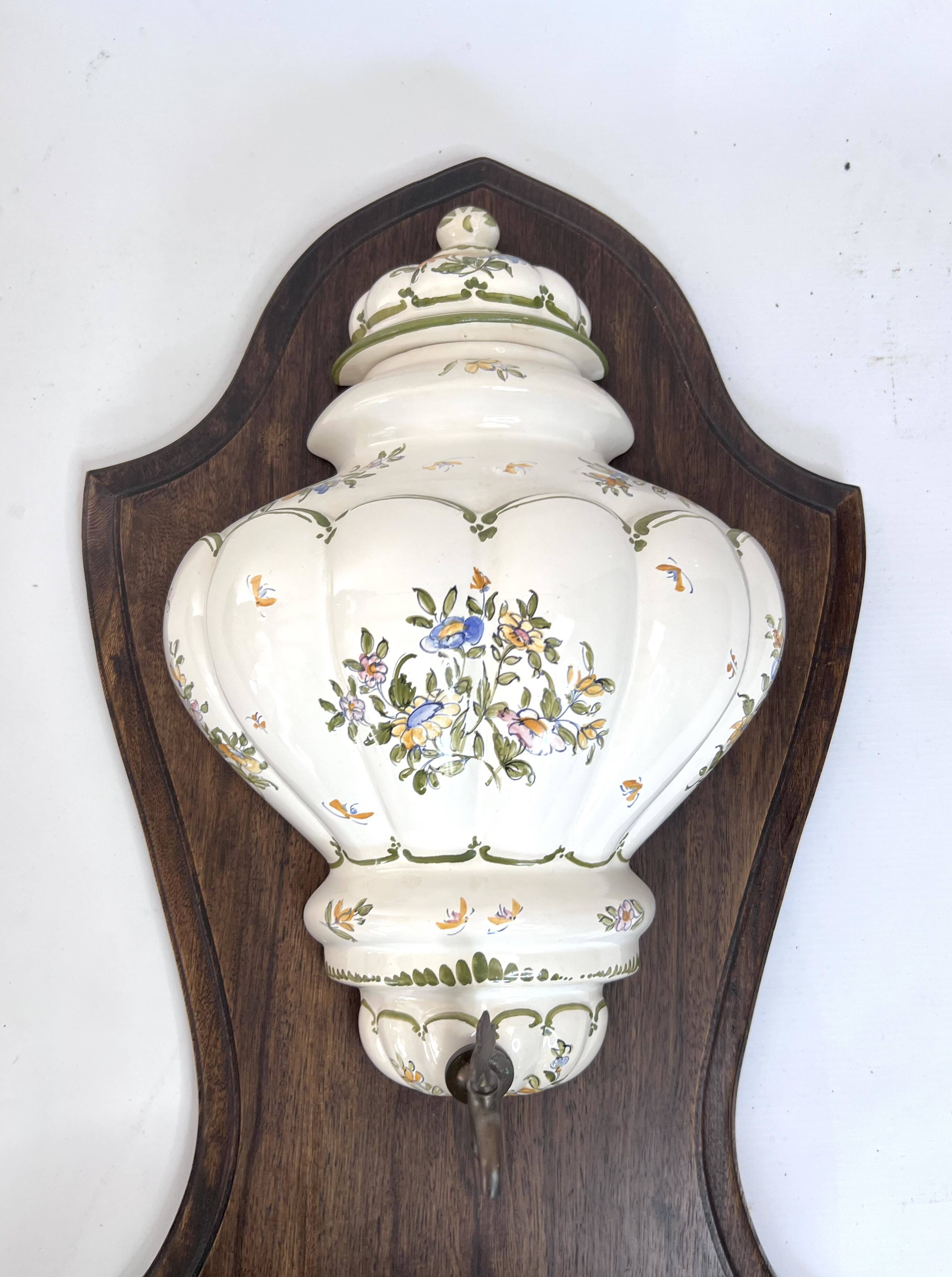 Moustiers wall fountain in signed earthenware – country house spirit