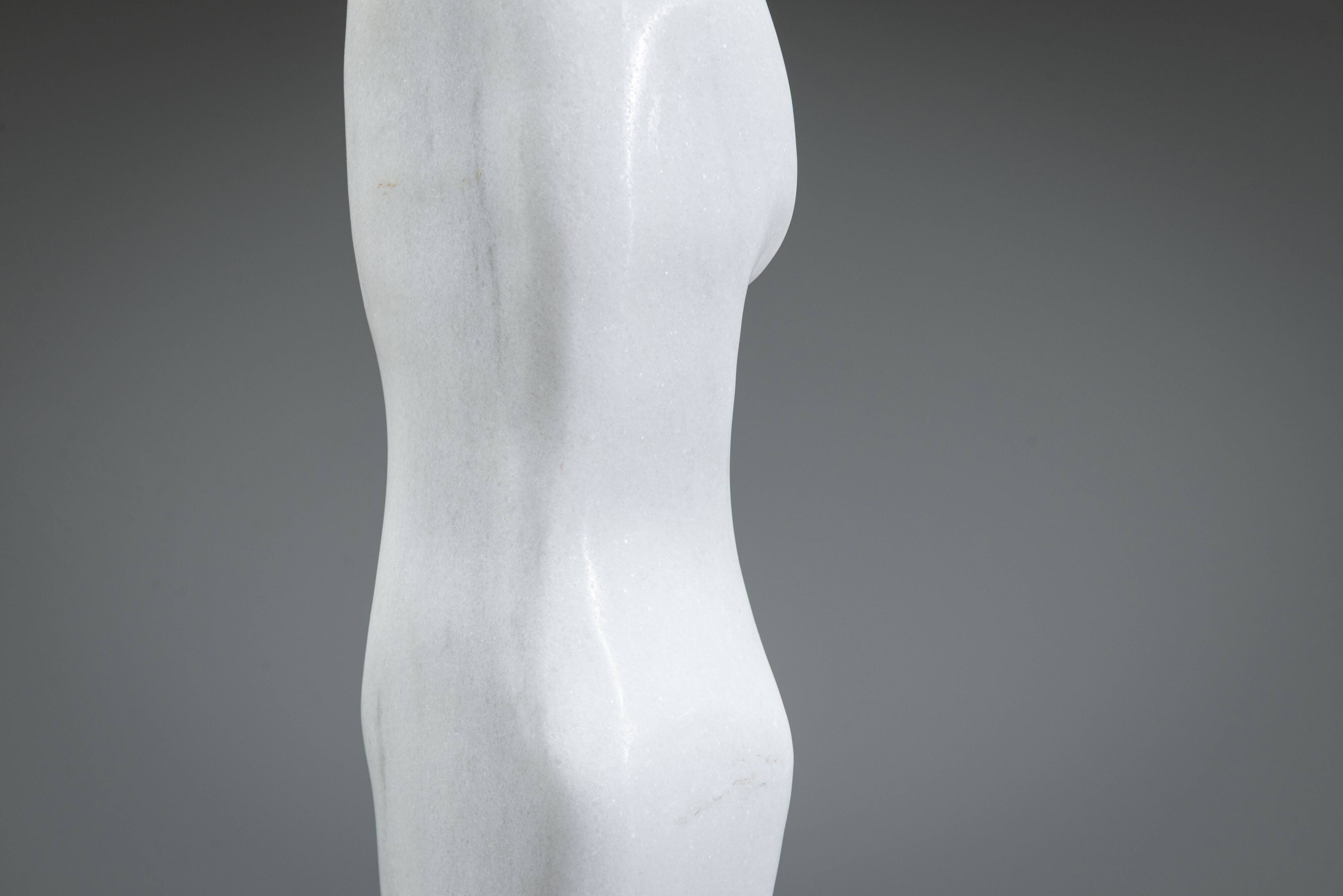 Abstract solid white marble torso