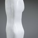 Abstract solid white marble torso