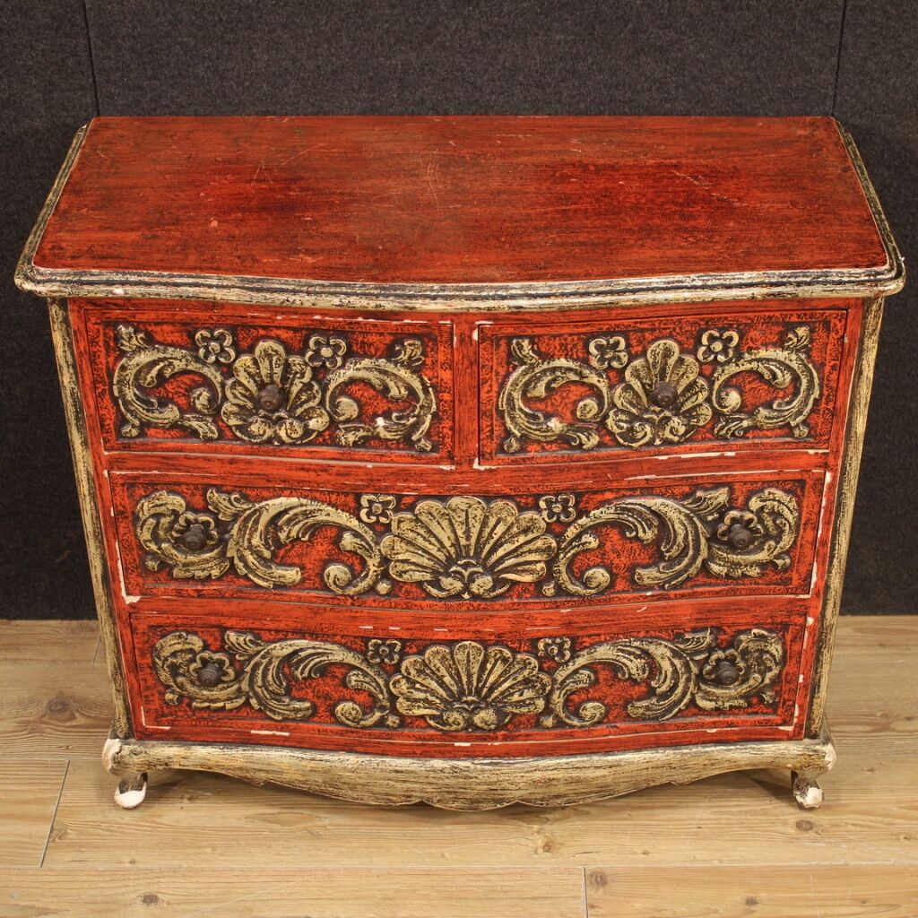 Spanish lacquered and silvered dresser