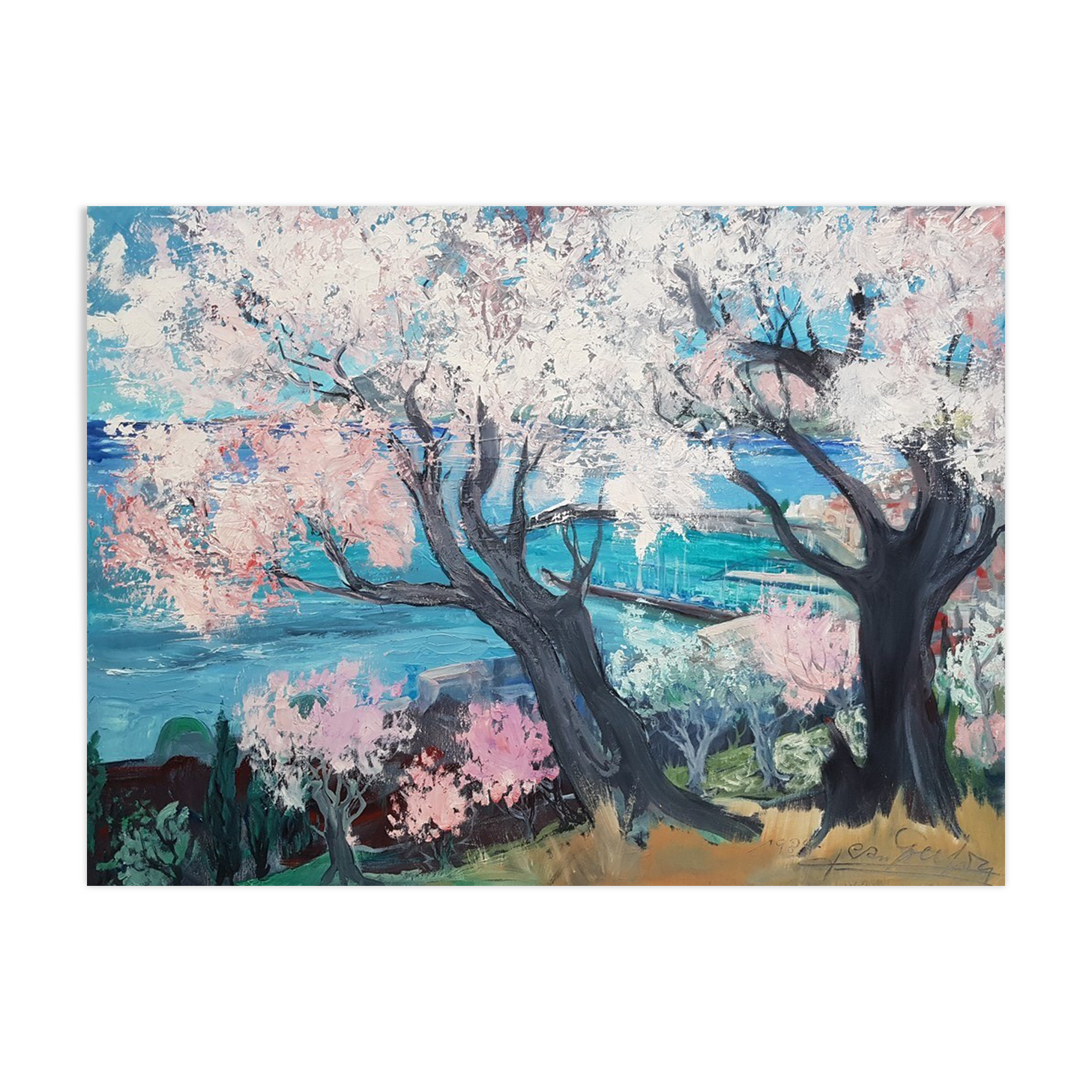 Painting by Jean Goujon "Spring on Cannes"