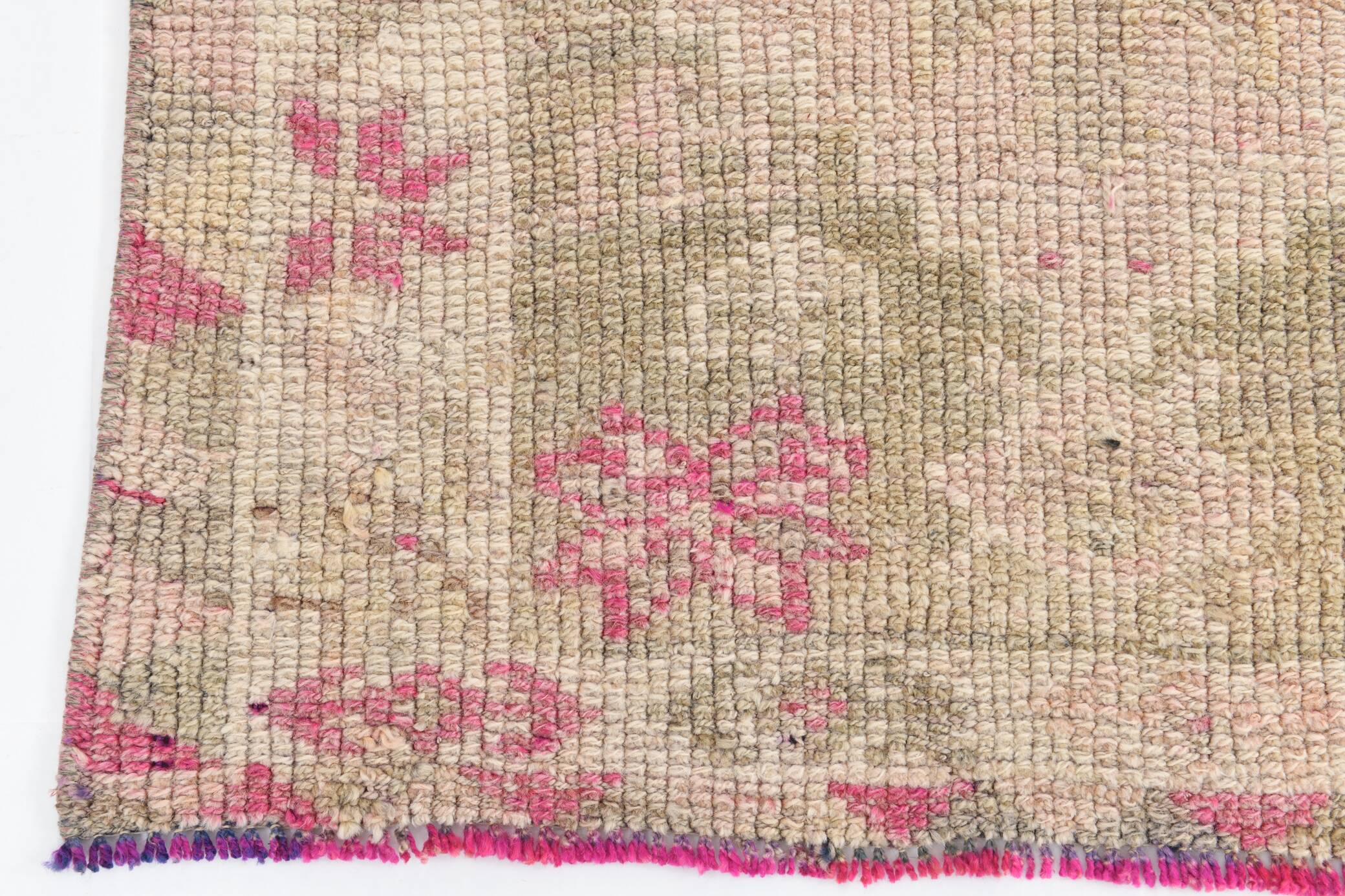 3x13 Rug For Kitchen Pink Beige Herki Vintage Runner Rug, 79x402Cm SK 4146