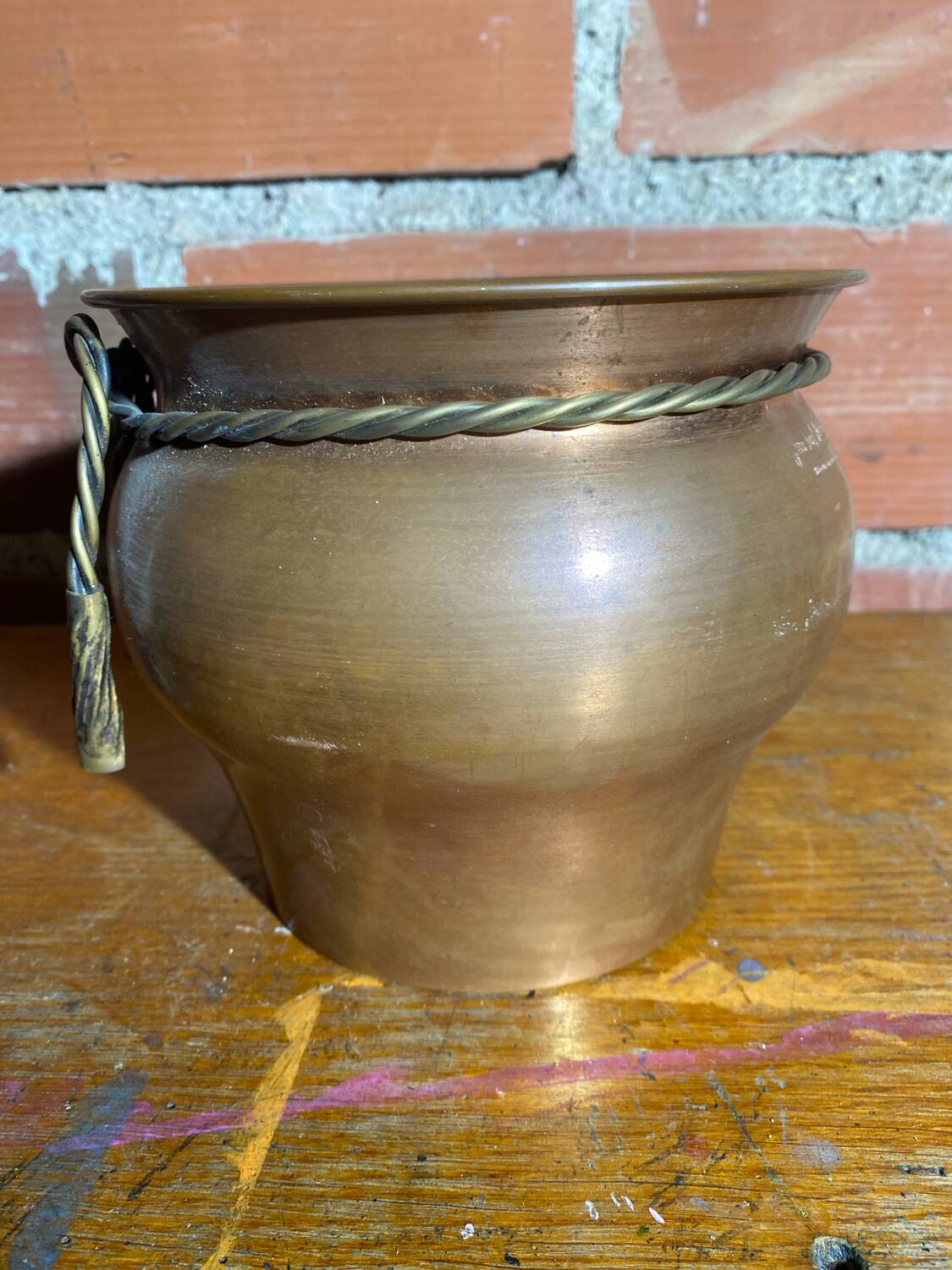 Antique Jean Paul THEVENOT Copper & Brass Planter Made in France Vintage