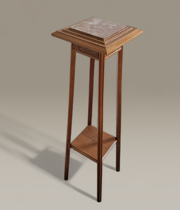 Sellette Art déco sculptée en bois massif et marbre – vers 1930