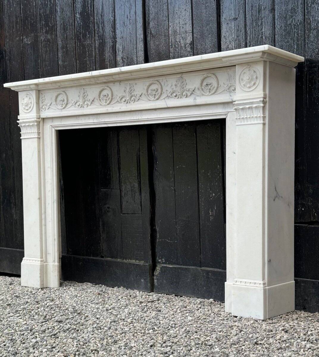 Louis XVI Style Fireplace In Carrara Marble Circa 1880