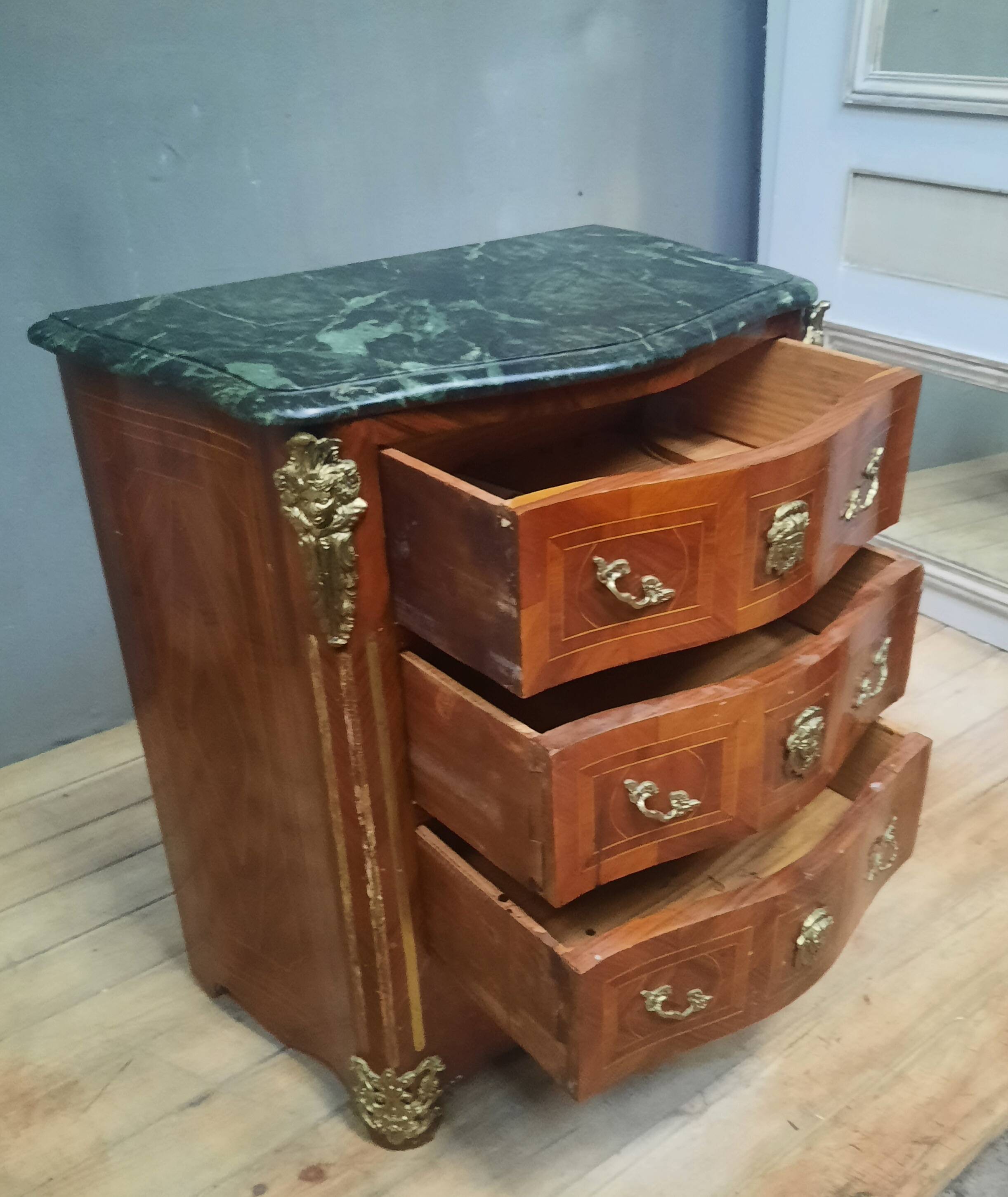 Louis XIV style marquetry chest of drawers