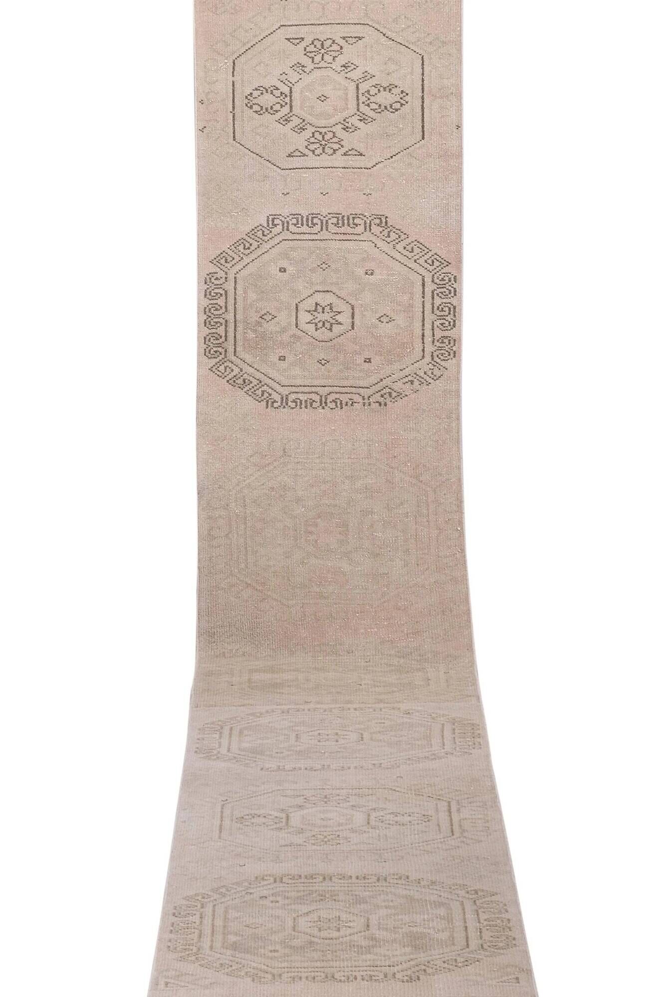 Vintage Turkish hallway carpet 84x576 cm