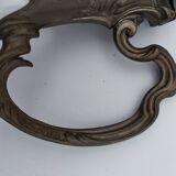 Large balloon glass carafe with pewter frame.