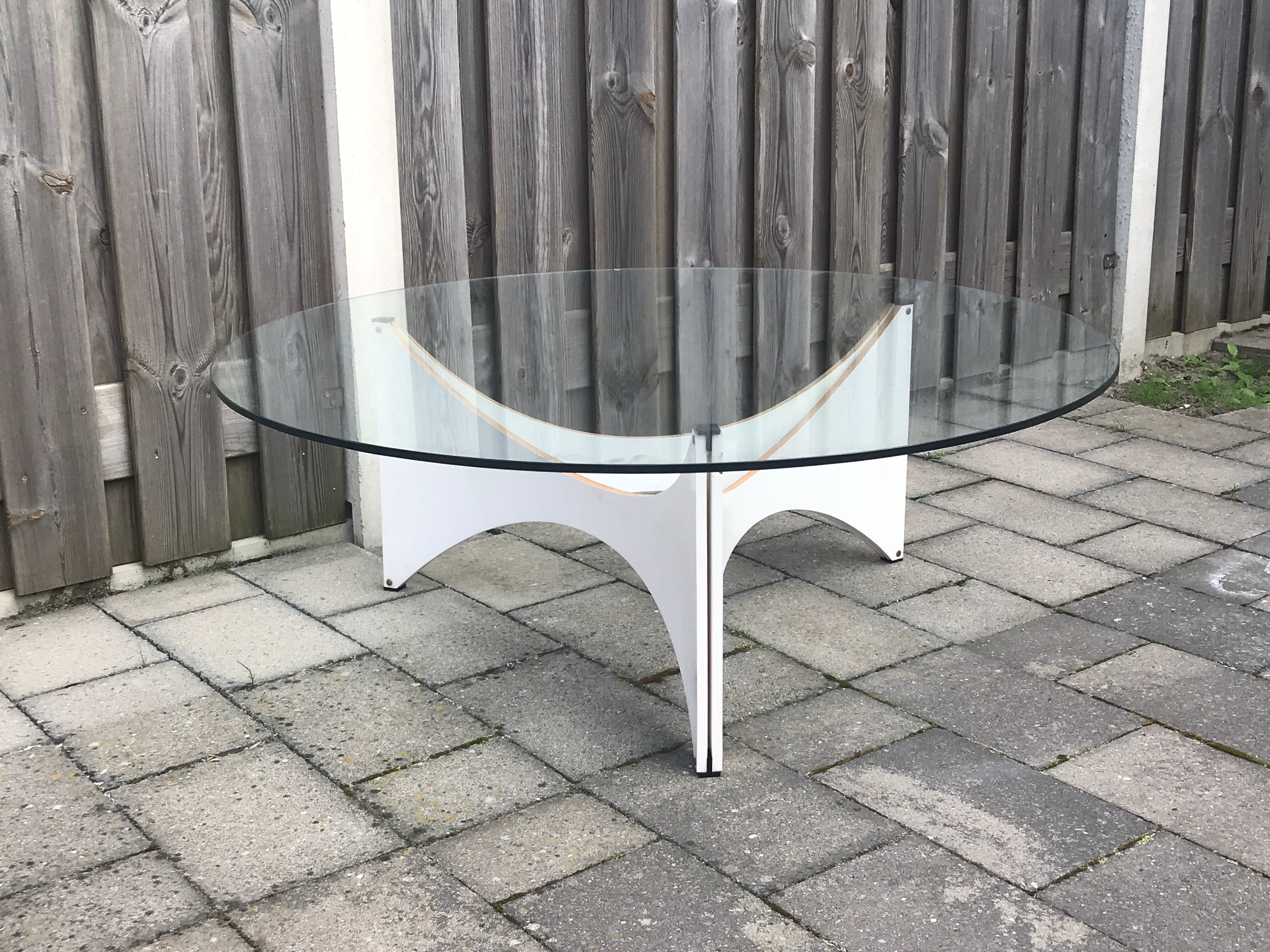 TZ75 round glass coffee table by Werner Blaser for 't Spectrum 1960s