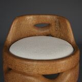 Organic Sculptural hand-crafted palm wood Side Chair, 1970s