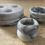 Series of 5 vintage candle holders in Carrara marble