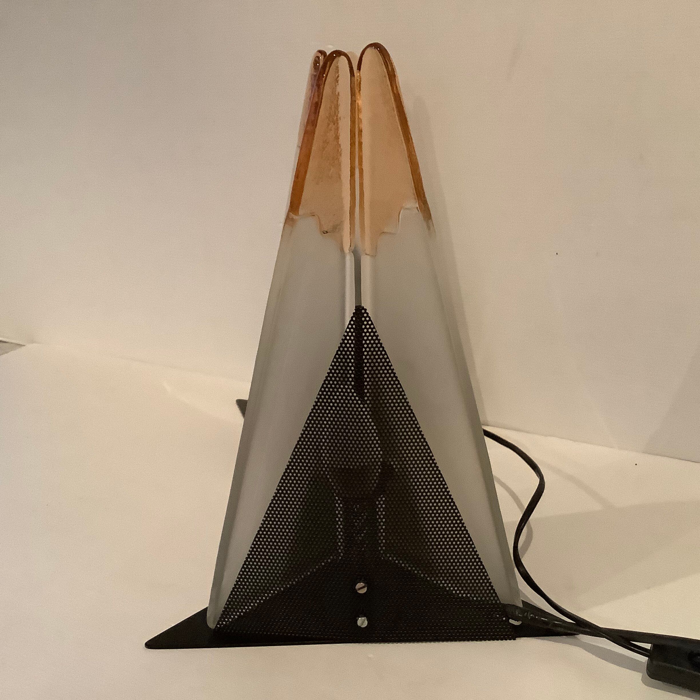 Murano Pair of 2 Lamps Glass Plate Two-material Vintage 1980 DLG Vetro
