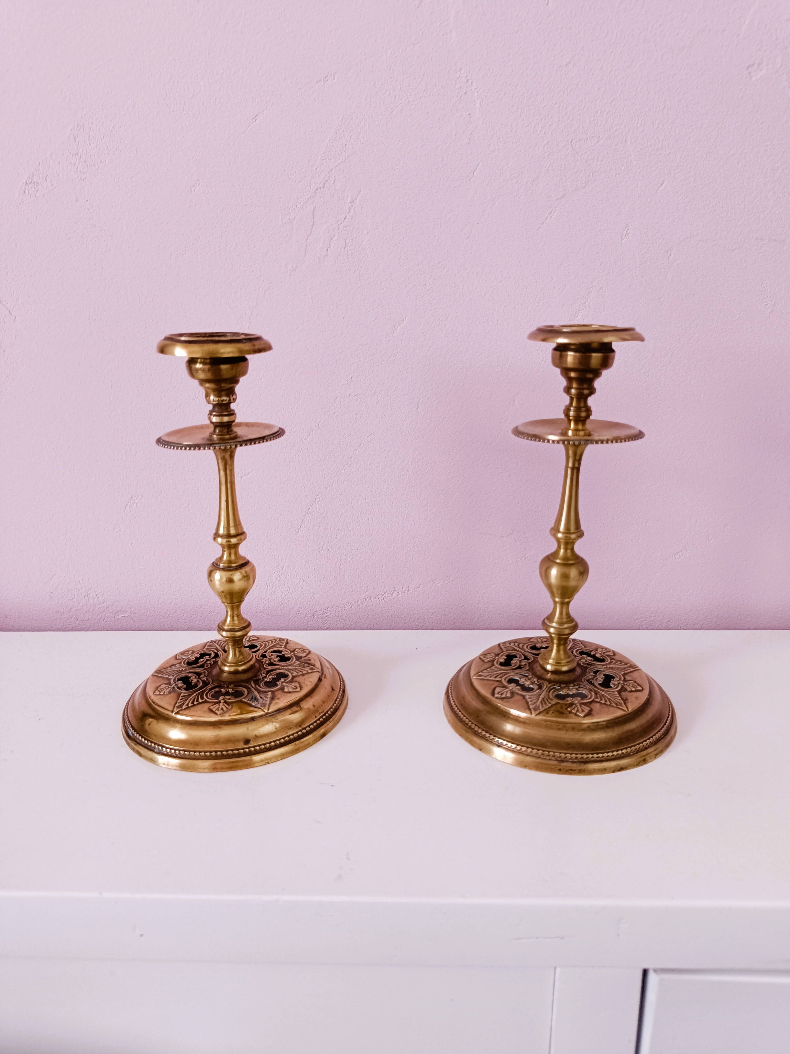 Pair of Empire style candlesticks