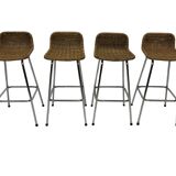 Ensemble de 4 tabourets de bar vintage Dirk van Sliedregt Rohe Noordwolde 1960