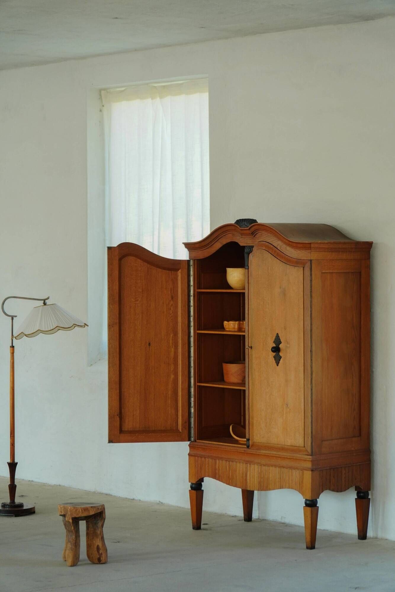Early 20th century, Art Deco sideboard in Danish oak with hand-carved details, 1930s.