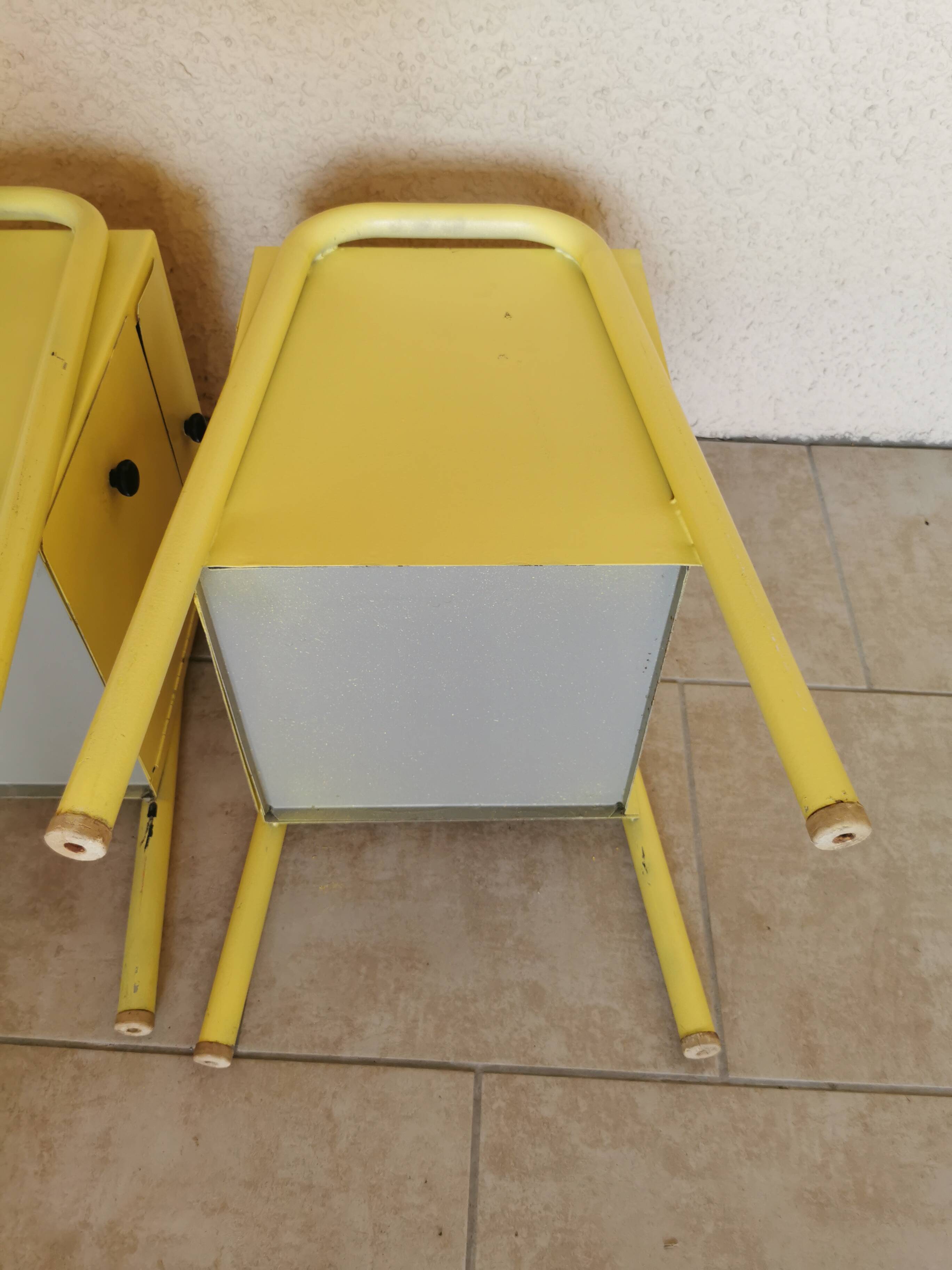 Pair of boarding school bedside tables