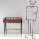 Vintage cherrywood and ebonized beech console table with a drawer, italy