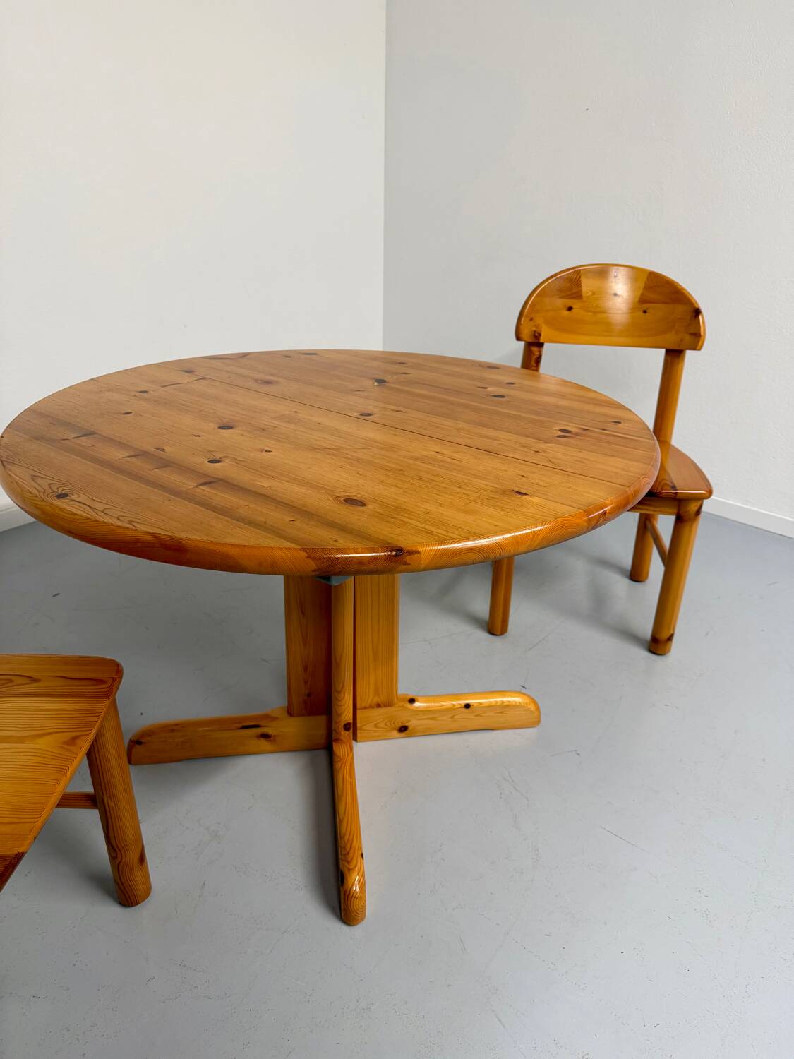 Vintage solid pine table, Scandinavian design by Rainer Daumiller, 1970s