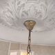 Vintage brass and crystal pendant chandelier with 6 lights