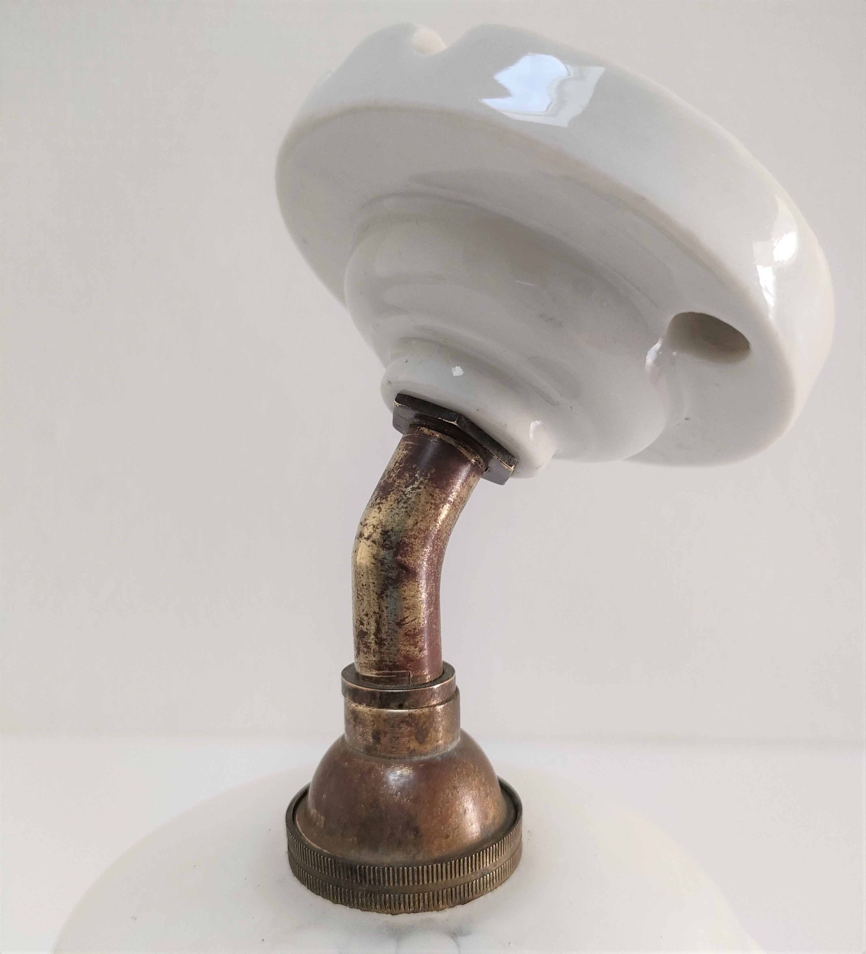 Wall lamp glass Clichy white brass porcelain 30s