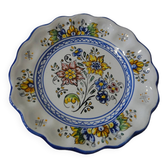 Decorative earthenware plate with floral Talavera decoration