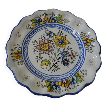Decorative earthenware plate with floral Talavera decoration