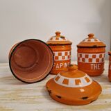 Spice jars enamelled sheet metal