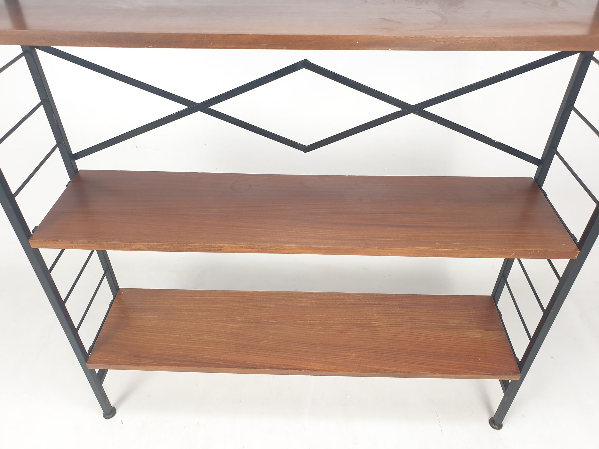 Italian free standing teak shelving unit, 1950