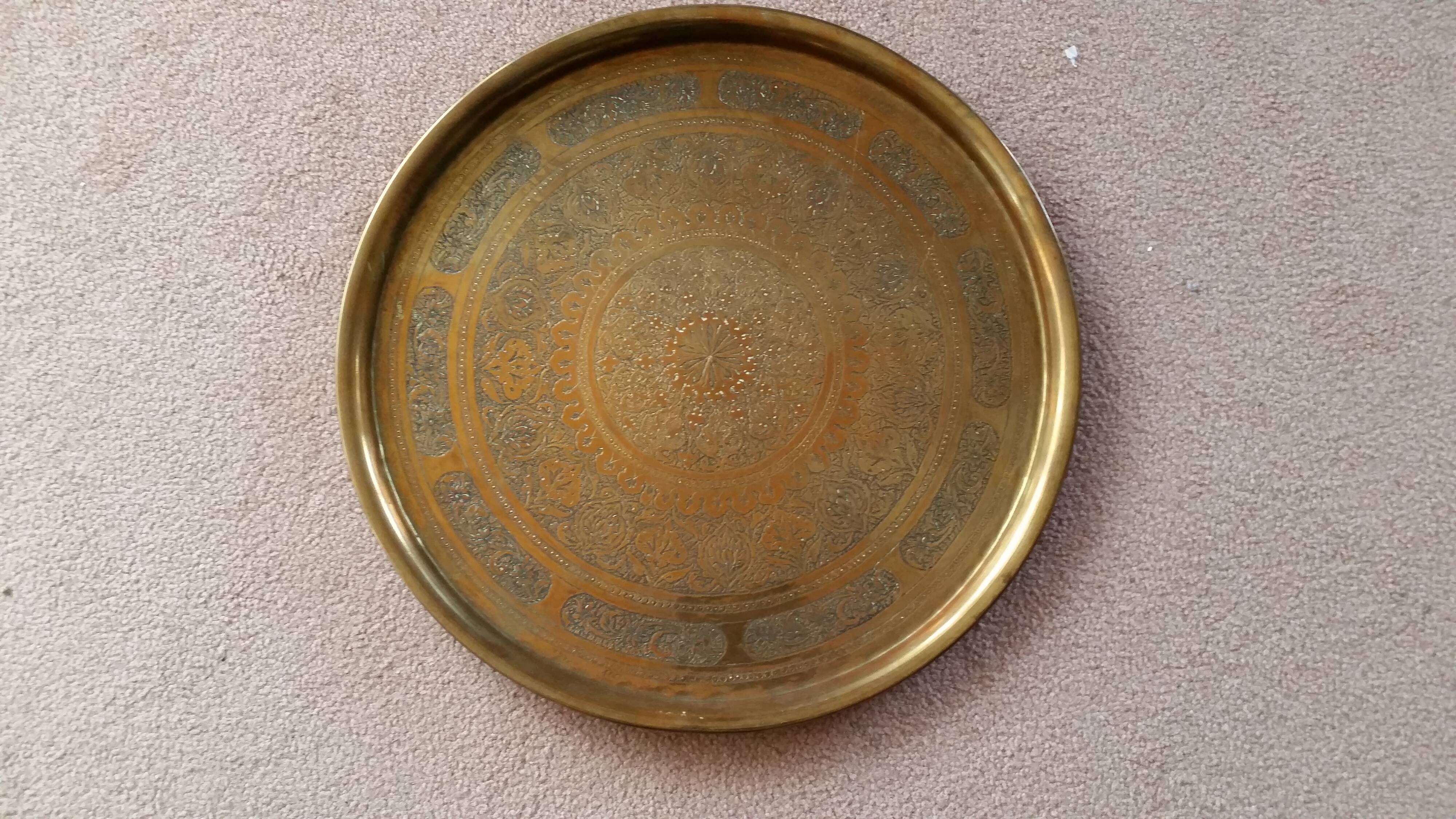 Oriental brass tray
