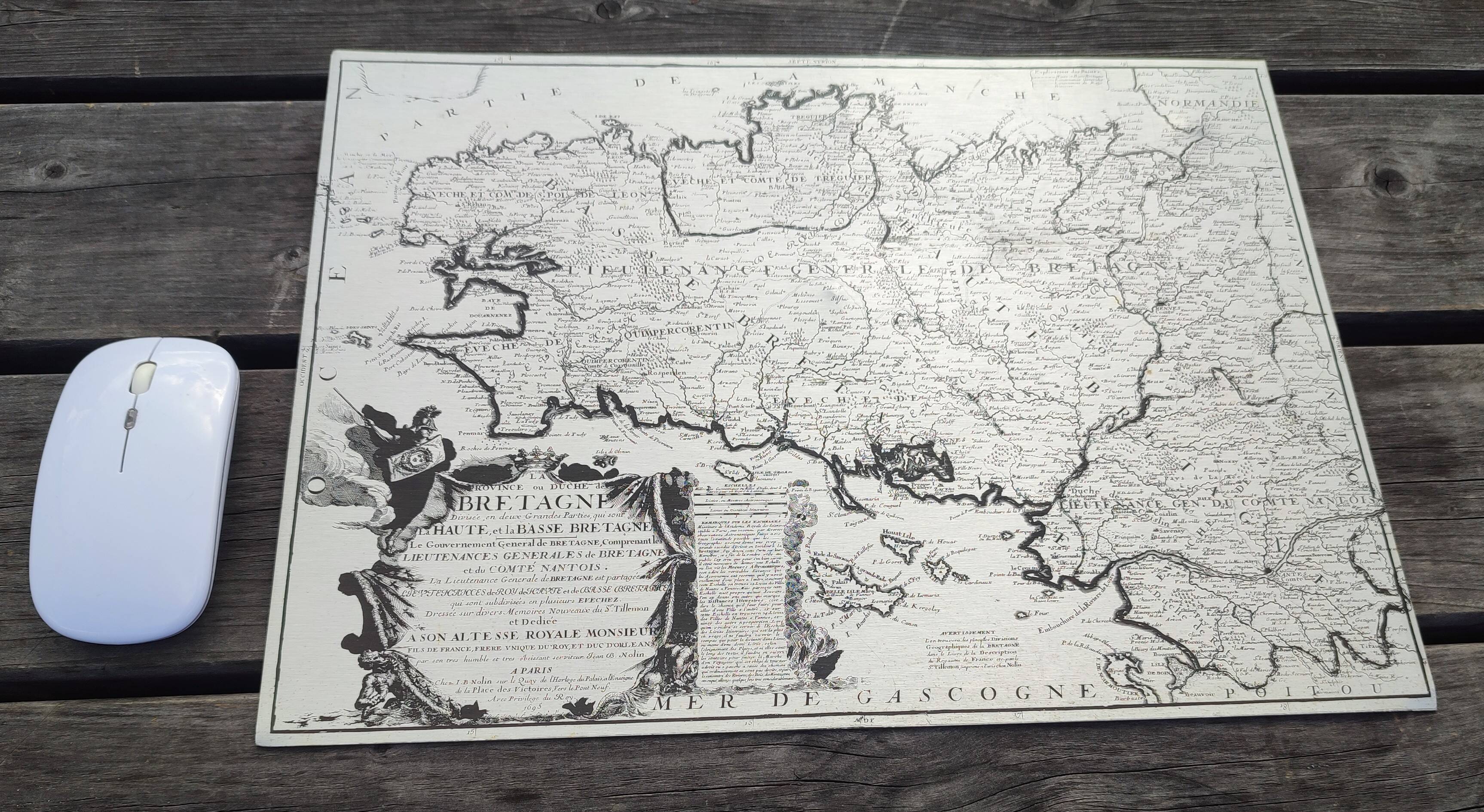 Old aluminium printing plate Brittany map