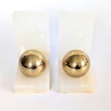 Onyx and Brass Bookends | Modernist Orbs | Art Deco Germany