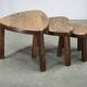 1960s Czechoslovak Mid-Century Solid Oak Nesting Tables, Set of Three