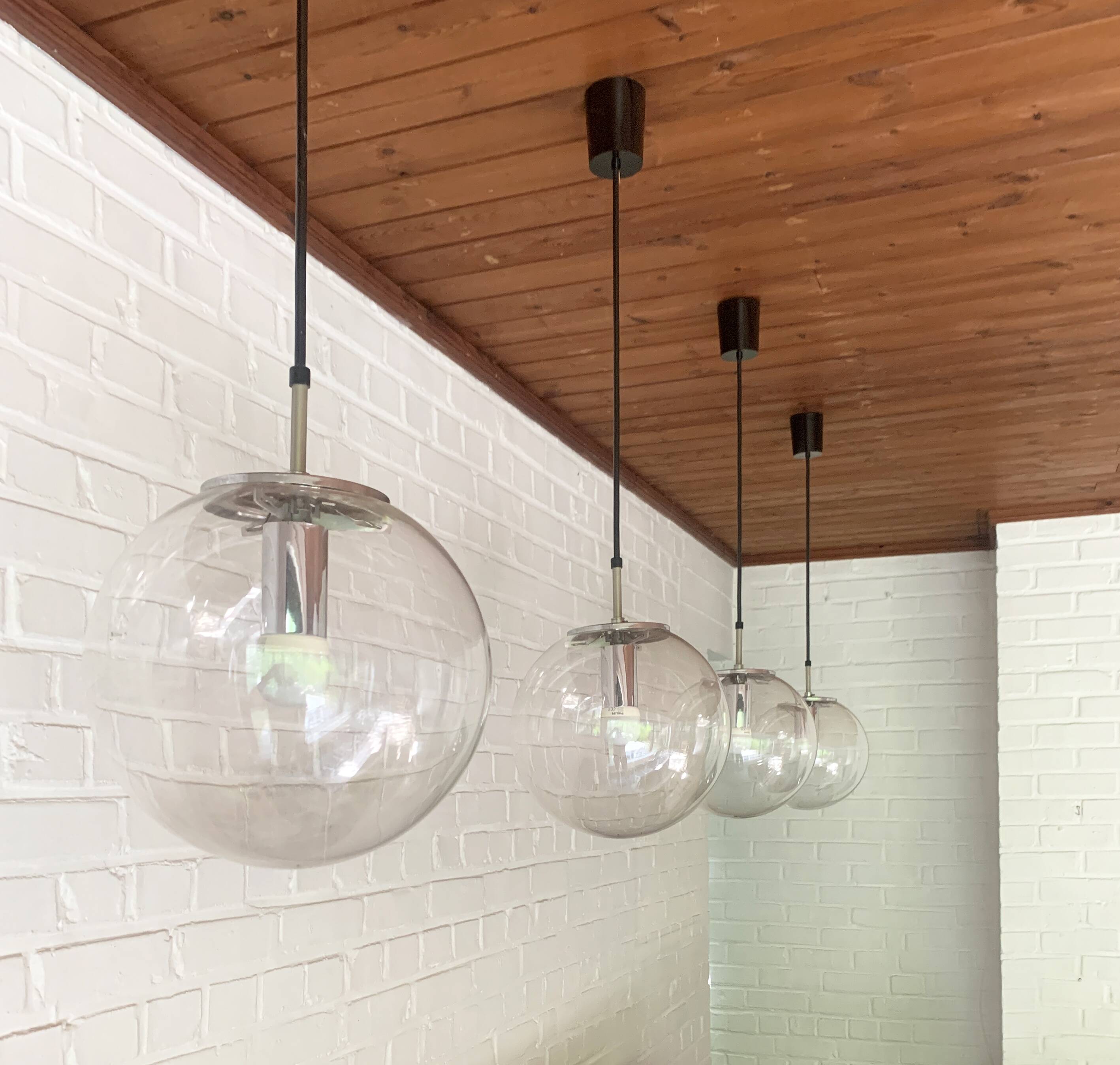 Pair of modernist pendant lights, Glashütte Limburg, Germany
