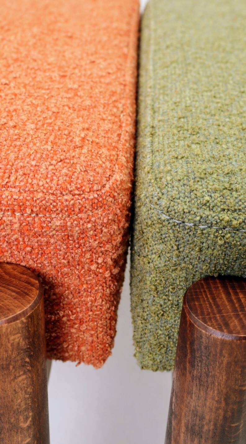 Scandinavian orange/green stool set of 2