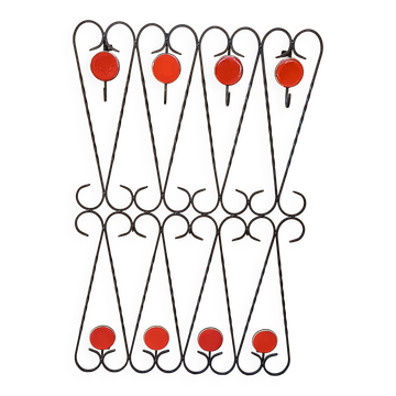 Coat hook, wrought iron and ceramic coat rack
