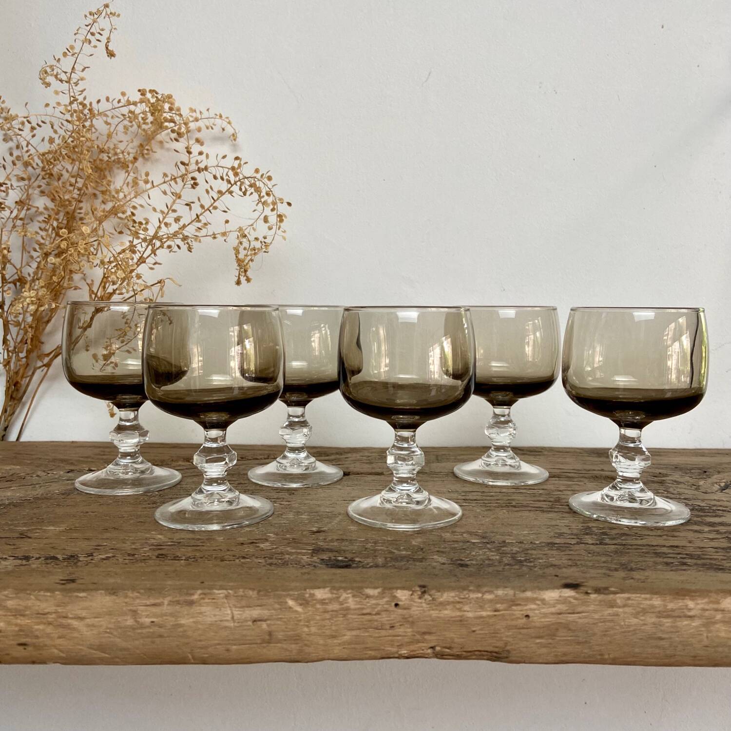 6 smoked liqueur glasses