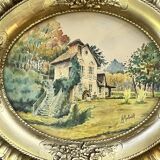 Combastel (Magdeleine), watercolor of a house with a mill, late 19th century