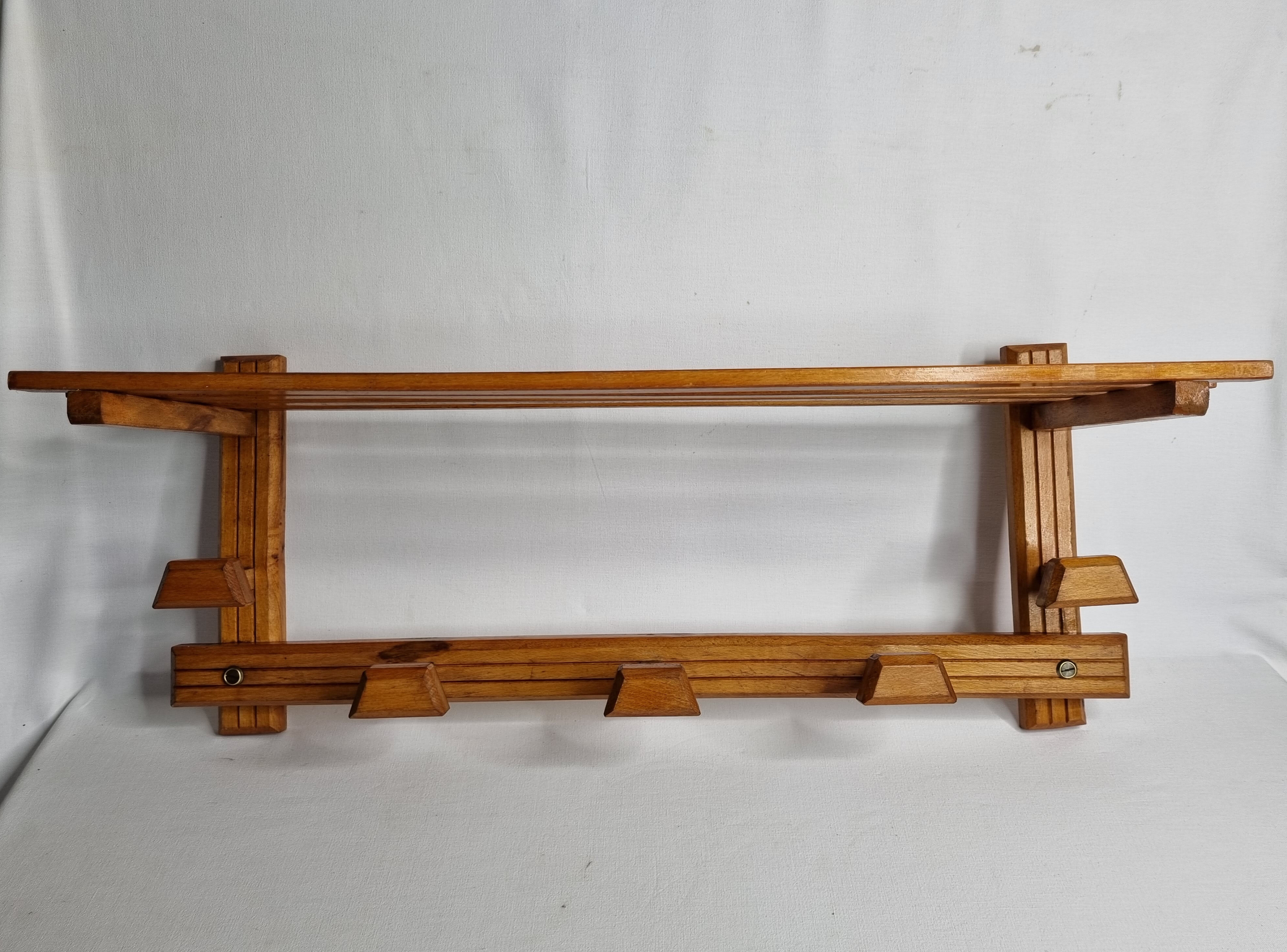 Wooden coat rack, 5 hooks, 74 cm