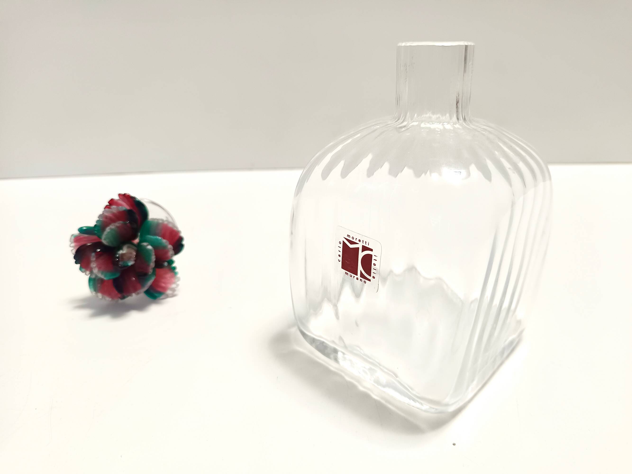 Transparent Murano Glass Decanter Bottle by Carlo Moretti, Italy