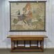 Large folding blond mahogany console - Indian work from the 1980s