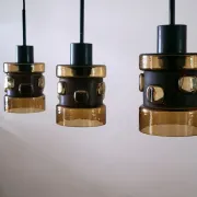 Set of 3 pendant lamps by Victor Bernt for Flygsfors, Sweden, 1960s