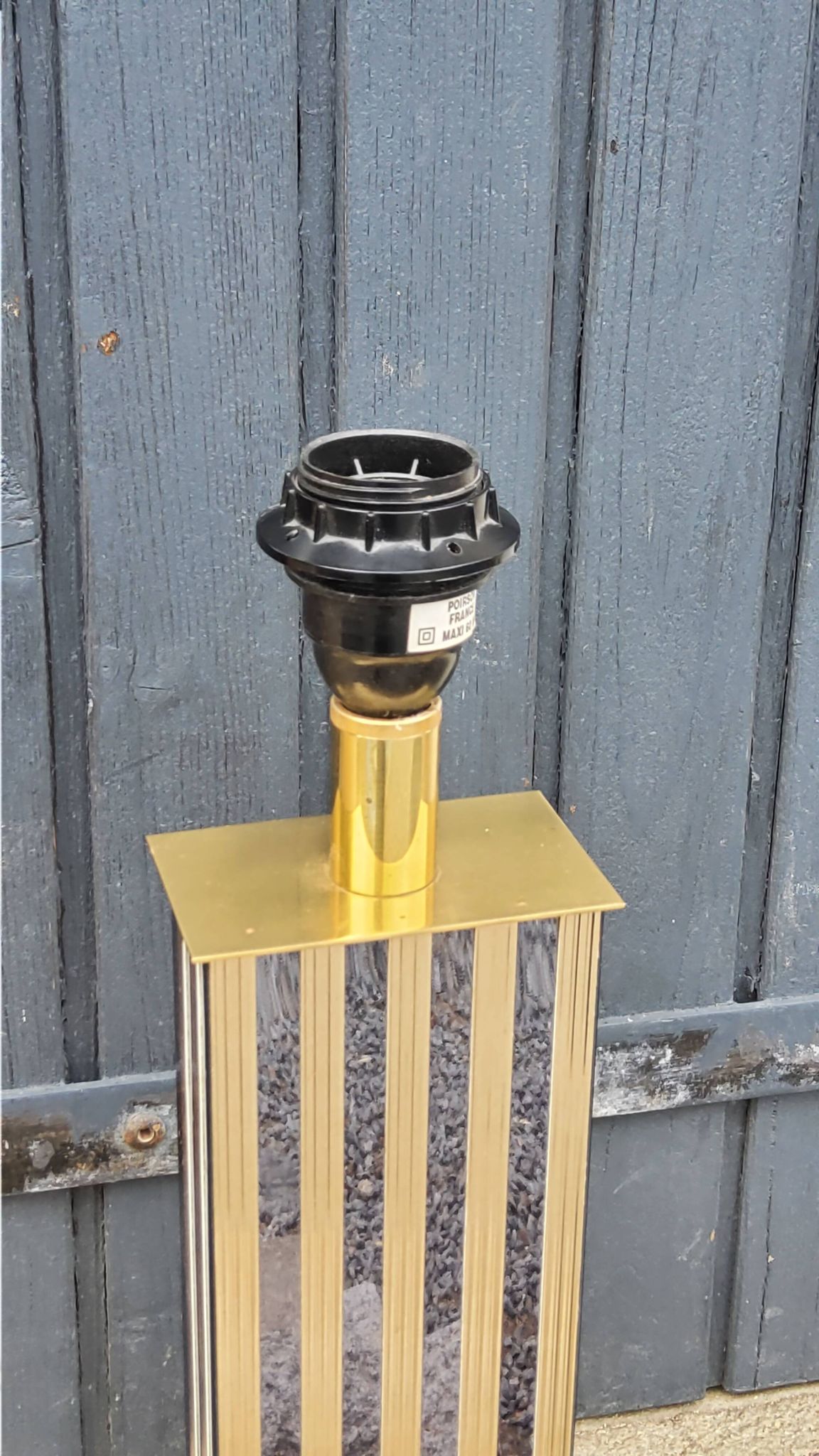Hollywood Regency style Le Dauphin lamp from the 70s/80s in gilded brass and silver metal