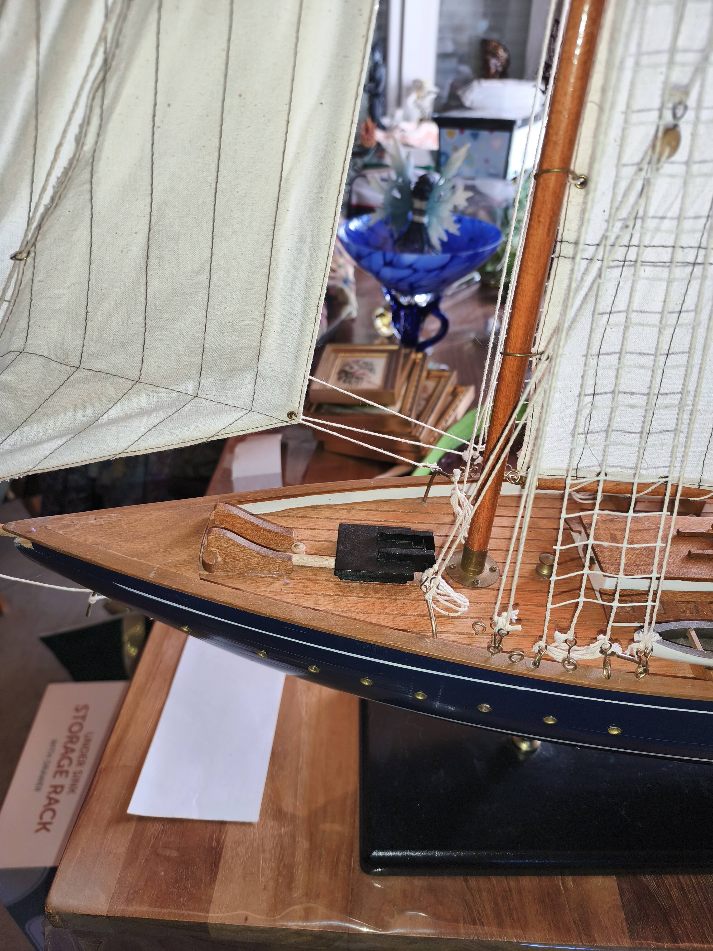 Large model of a three-masted ship, 105 cm x 100 cm x 20 cm.
