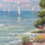 Coastal landscape with sailing boats