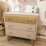 1960s chest of drawers, compass feet, rose liberté