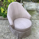 Fauteuil crapaud en toile vintage 1970