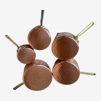 Set of 5 copper decorative pans