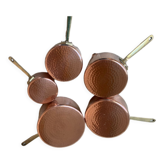 Set of 5 copper decorative pans