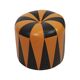 Round Vintage Pouf, Orange and Black Faux Leather (Skai), 1960s