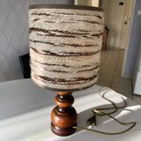 Turned wood lamp from the 1970s